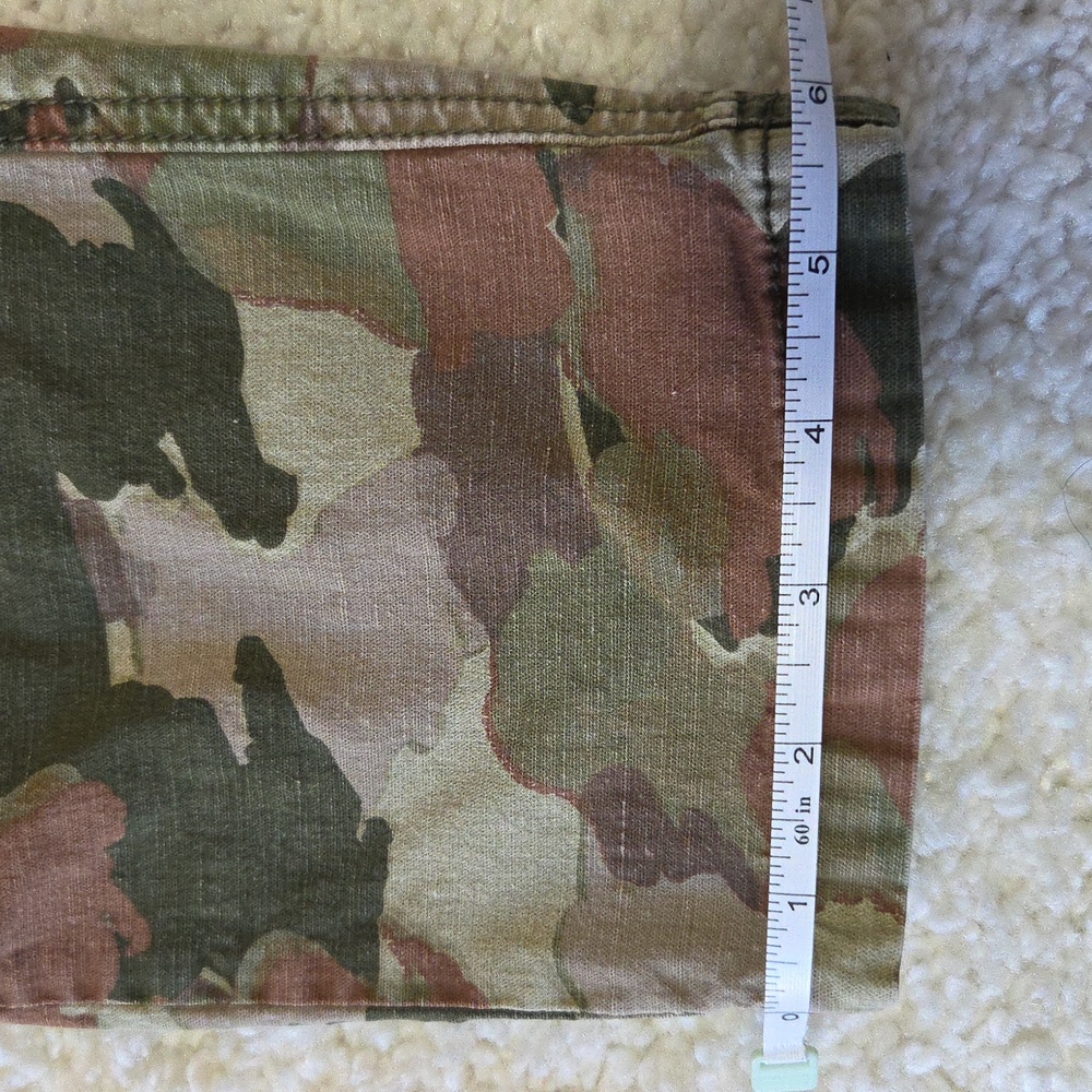 Anthropologie Green and Brown Camouflage Pants With Tribal Embroidery, Size 32 - Picture 9 of 11